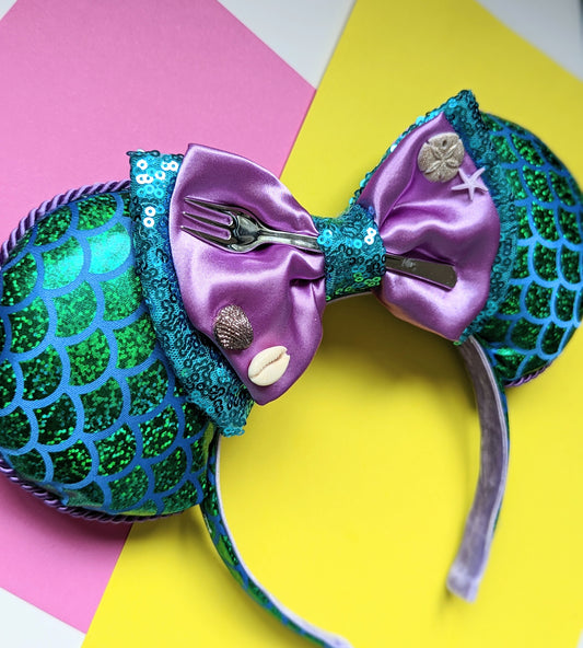 Mermaid Mouse Ears with Ariel Style Bow