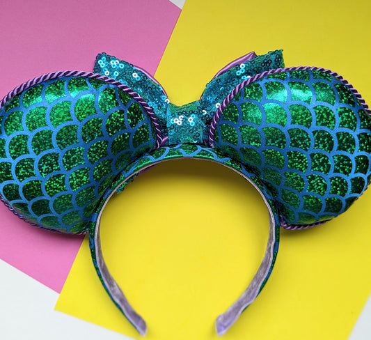 Mermaid Mouse Ears with Ariel Style Bow