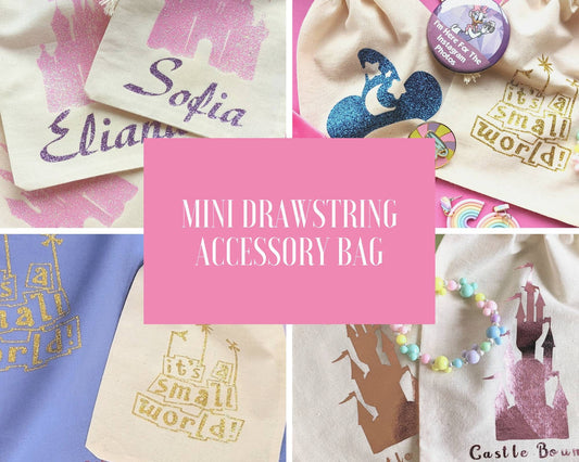 Mini drawstring bag. Perfect for jewellery, badges, pins, treats etc.