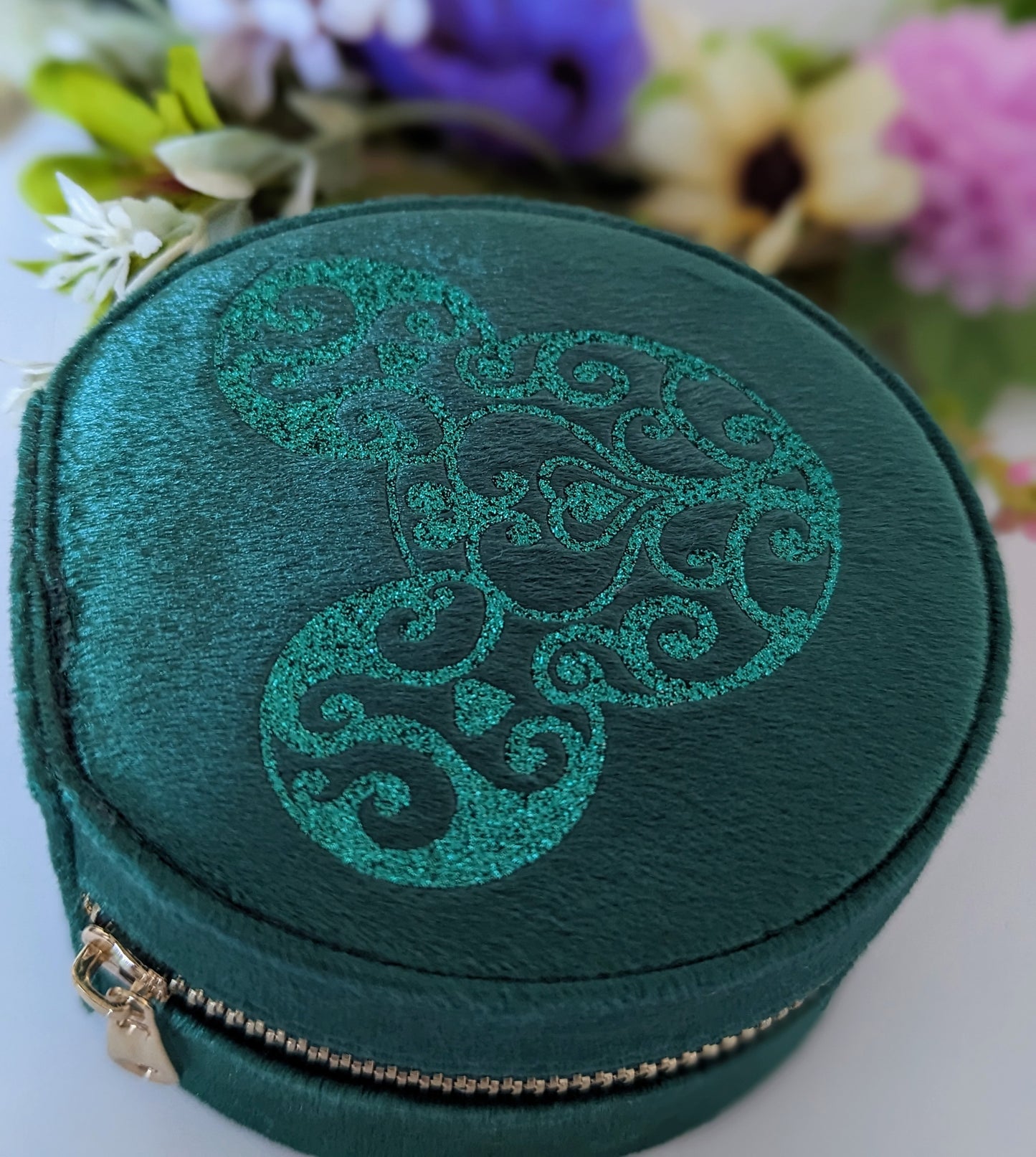 Emerald Green Velvet Jewellery Box