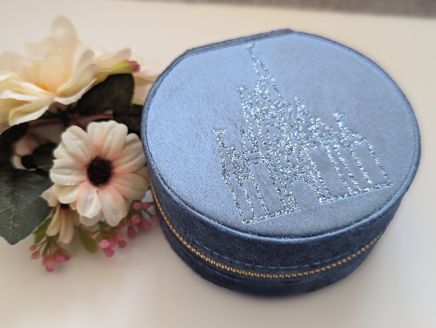 Powder Blue Velvet Jewellery Box