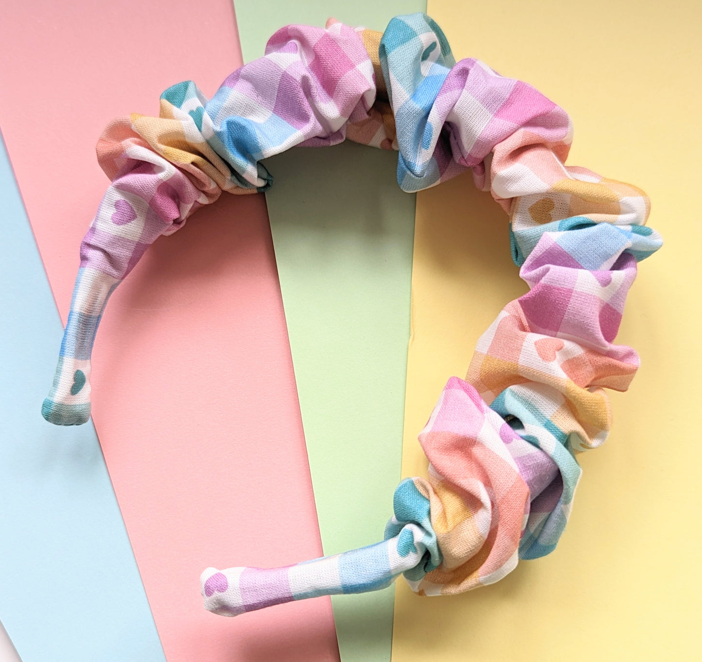 Rainbow Gingham Scrunchie Band