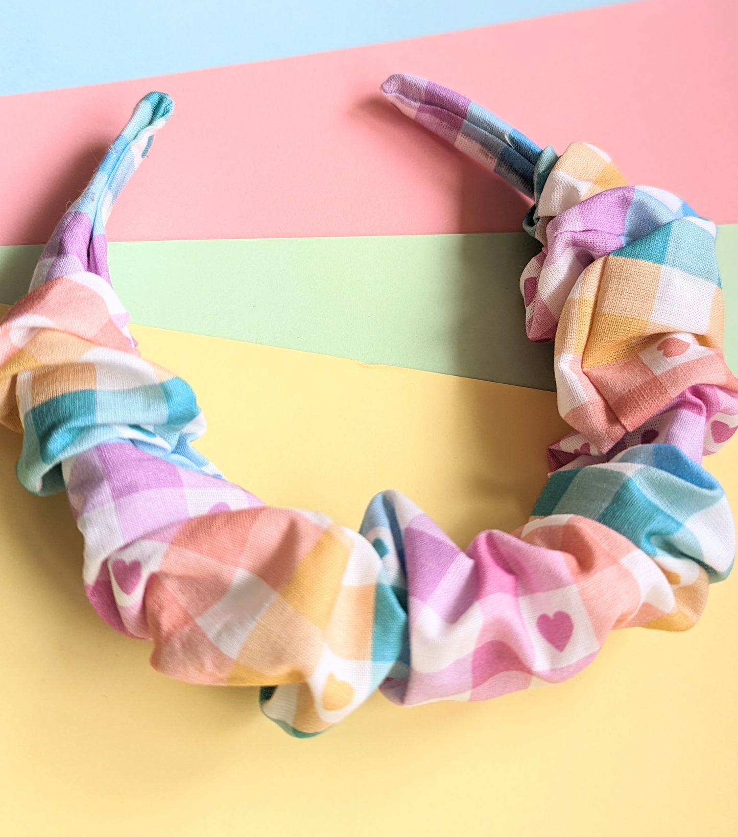 Rainbow Gingham Scrunchie Band