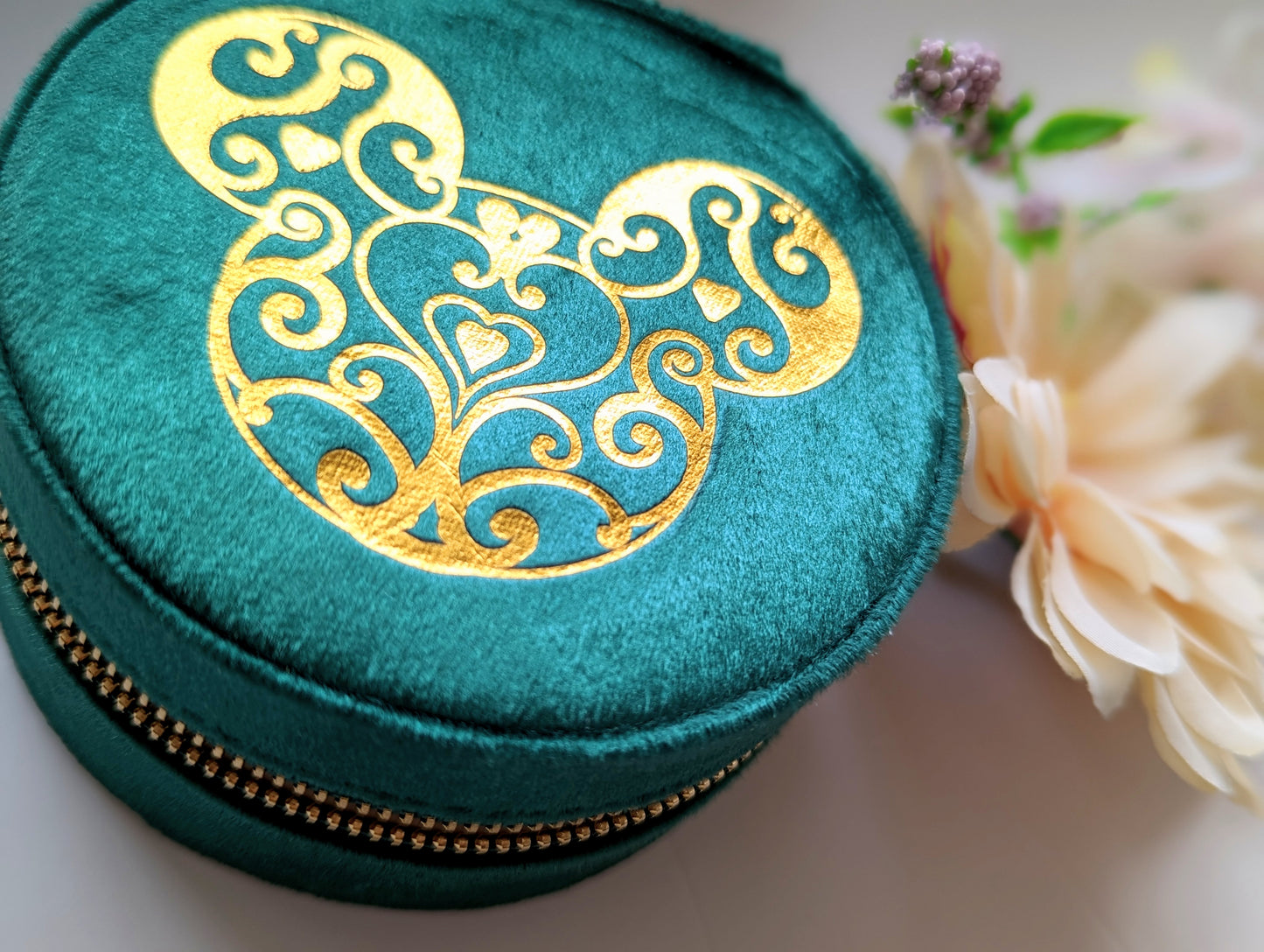 Emerald Green Velvet Jewellery Box