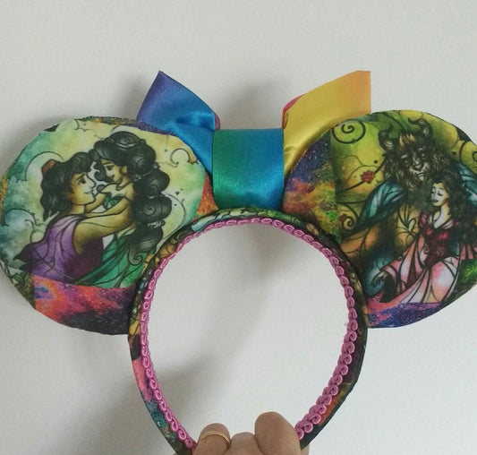 Disney Couples Stained Glass Mouse Ears