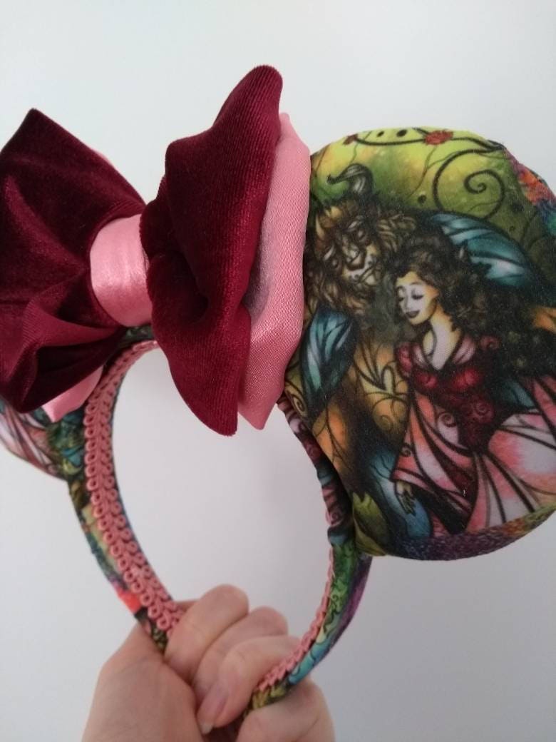 Stained glass Beauty and the Beast ears