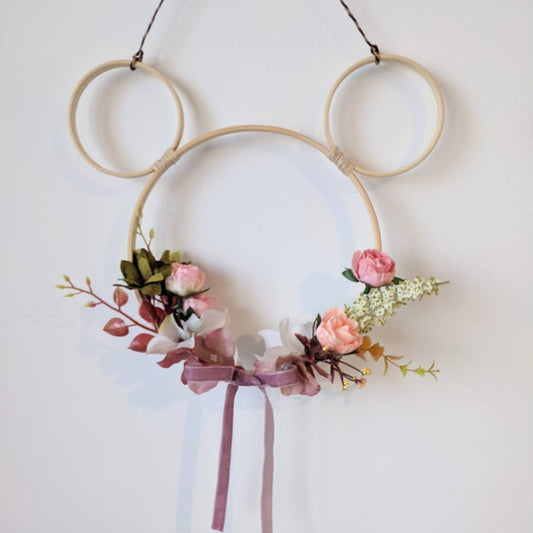 Small/medium Peachy Pink Mickey Wall Hanging - 18cm, 20cm or 23cm diameter