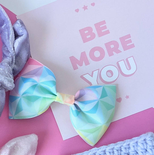 Rainbow Spaceship Earth Hair Bow