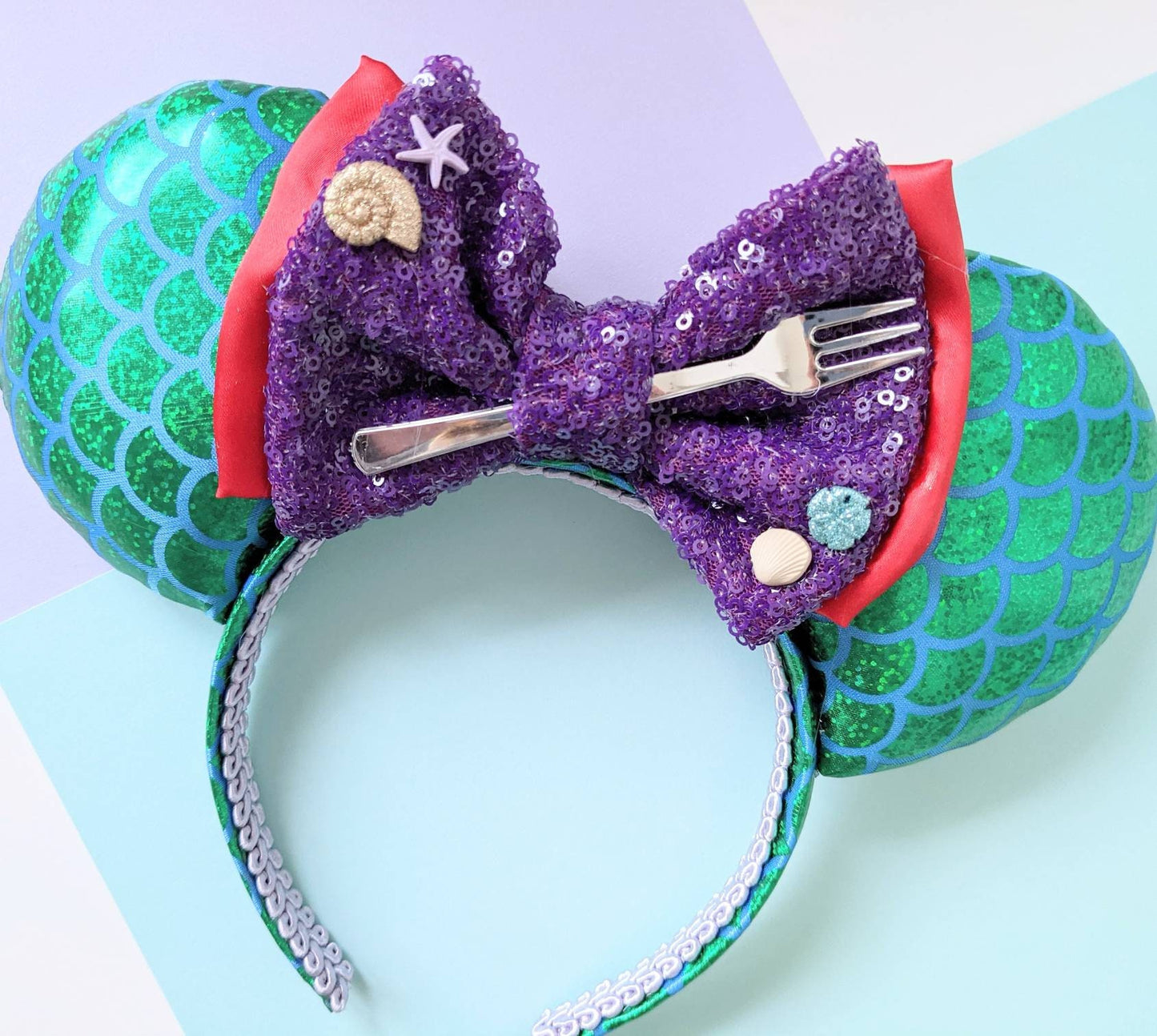 Mermaid Mouse Ears with Ariel Style Bow