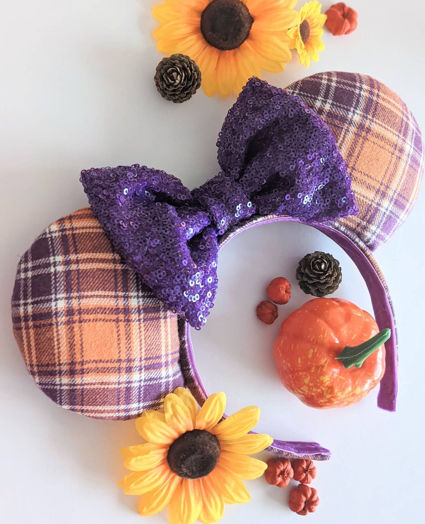 Orange and Purple Plaid Ears