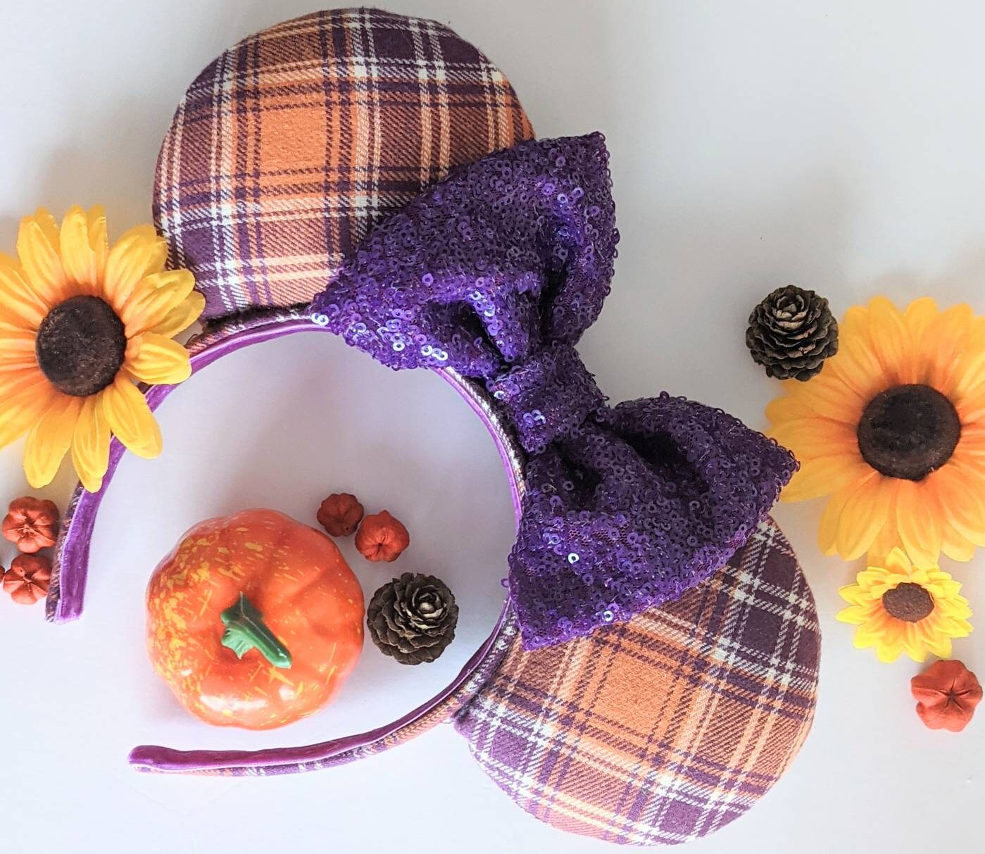 Orange and Purple Plaid Ears