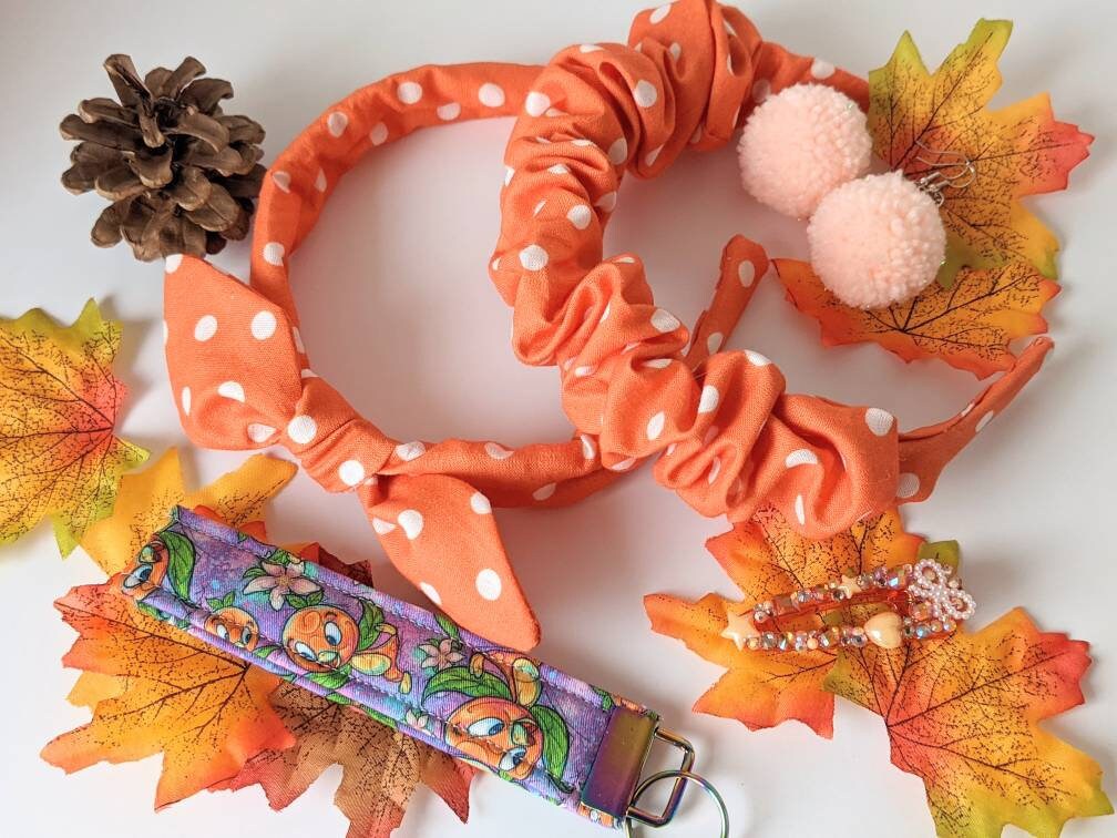 Orange polkadot Knot/Scrunchie Band